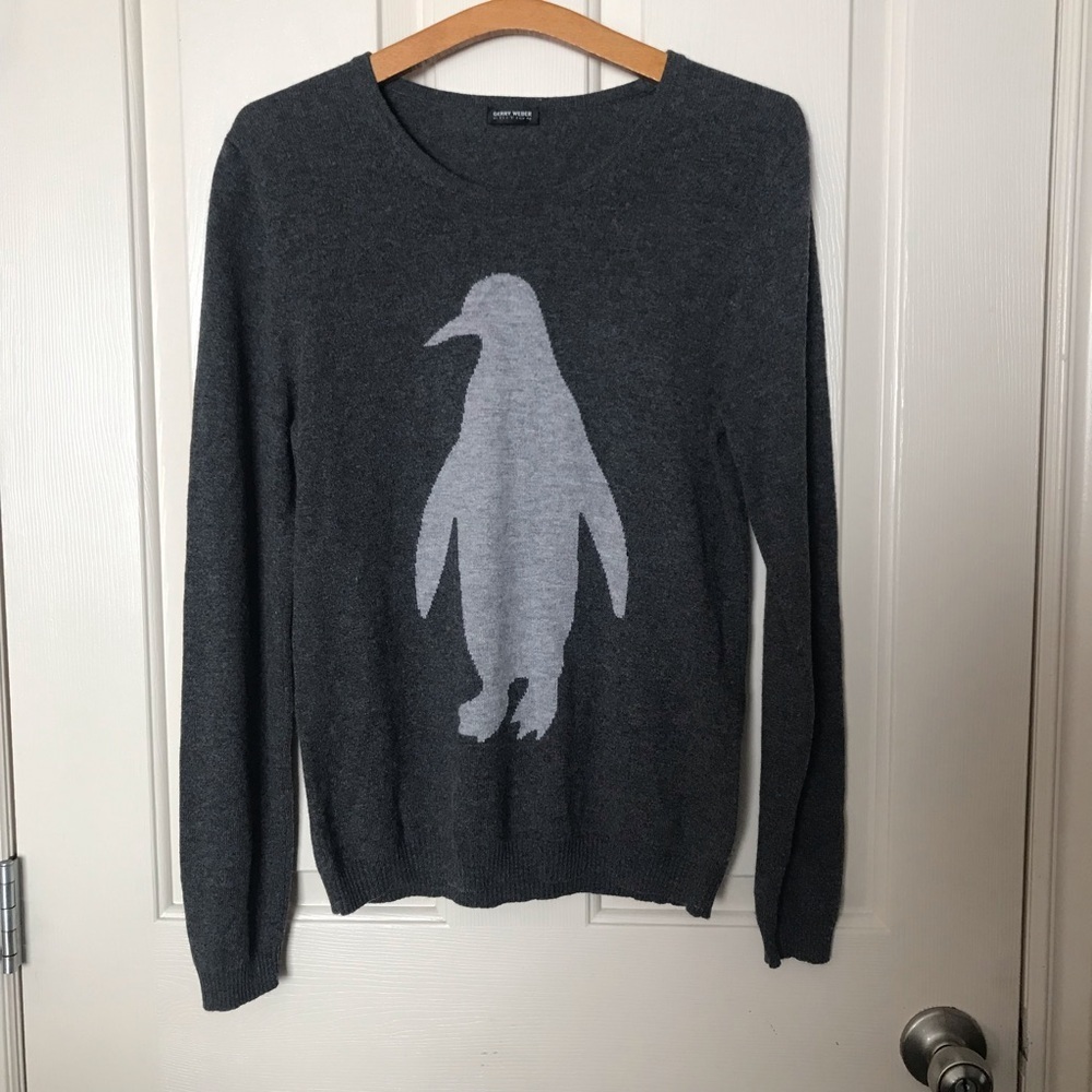 Gerry Weber Edition Wool Gray Penguin Sweater Size Medium
